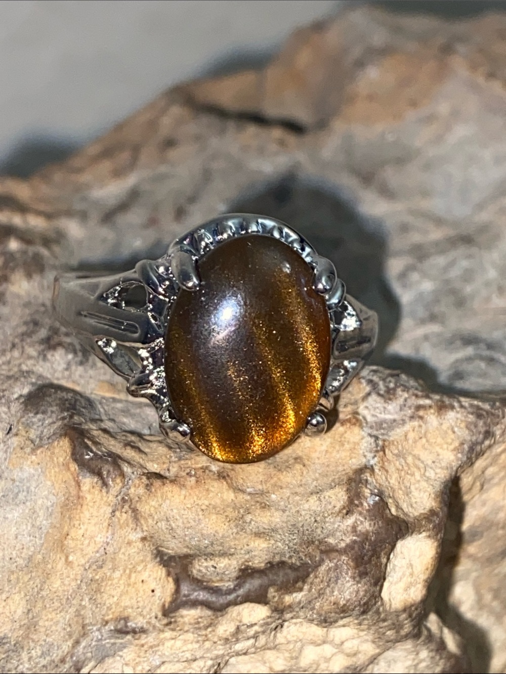 5/$10❤️❤️❤️NEW Silver Tone Zinc Alloy Resin Cabochon Ring